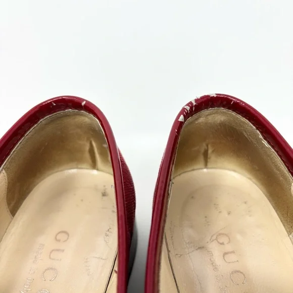 Gucci Horsebit 1953 Loafer GG Monogram Guccisma Red 7.5 Vintage Made in Italy - Picture 12 of 16